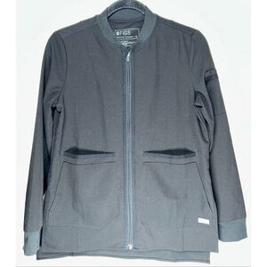 Figs black zip up scrub jacket size XS
